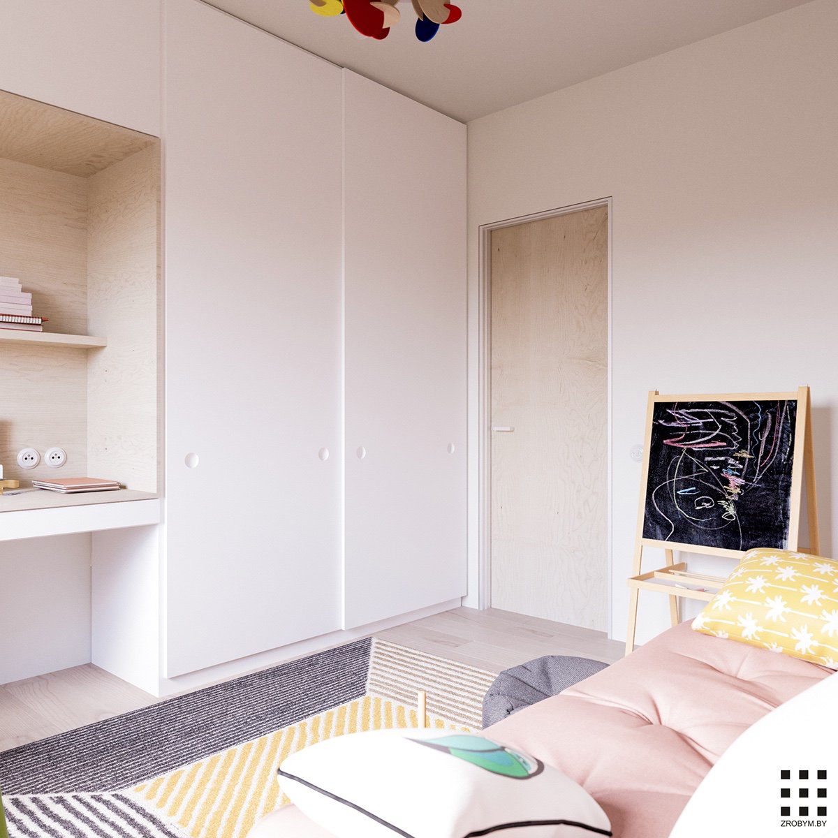 Скандинавский интерьер для семьи с ребенком от Zrobym Architects