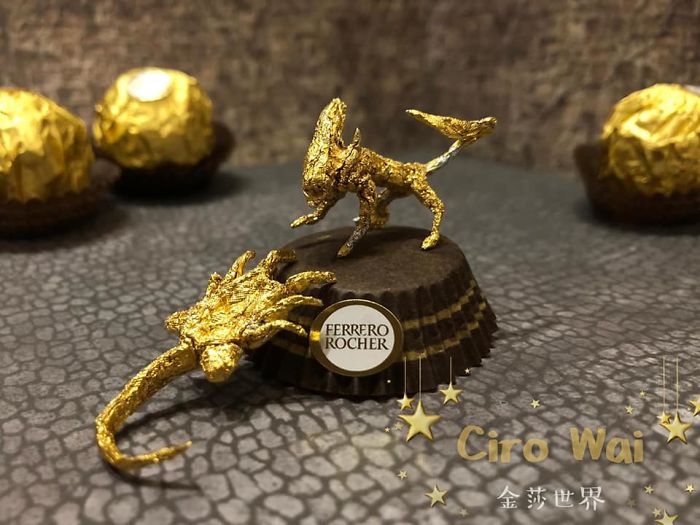 Крошечные скульптуры из фантиков Ferrero Rocher (28 фото)