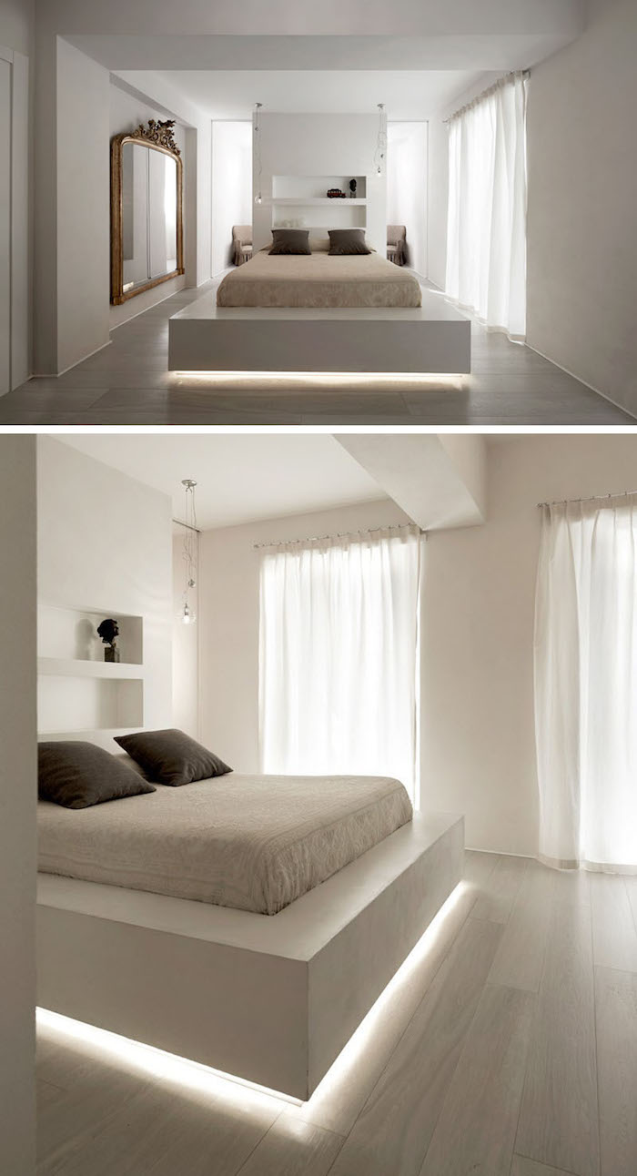 Скрытая подсветка под кроватью: 14 примеров