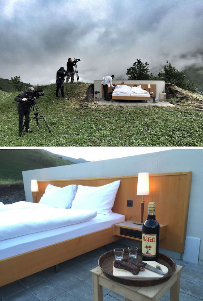 0-звездочный отель Null Stern Hotel предлагает ночь под открытым небом в швейцарских Альпах
