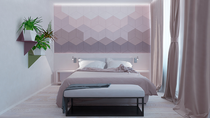 Стена над кроватью в спальне: 44 идеи оформления